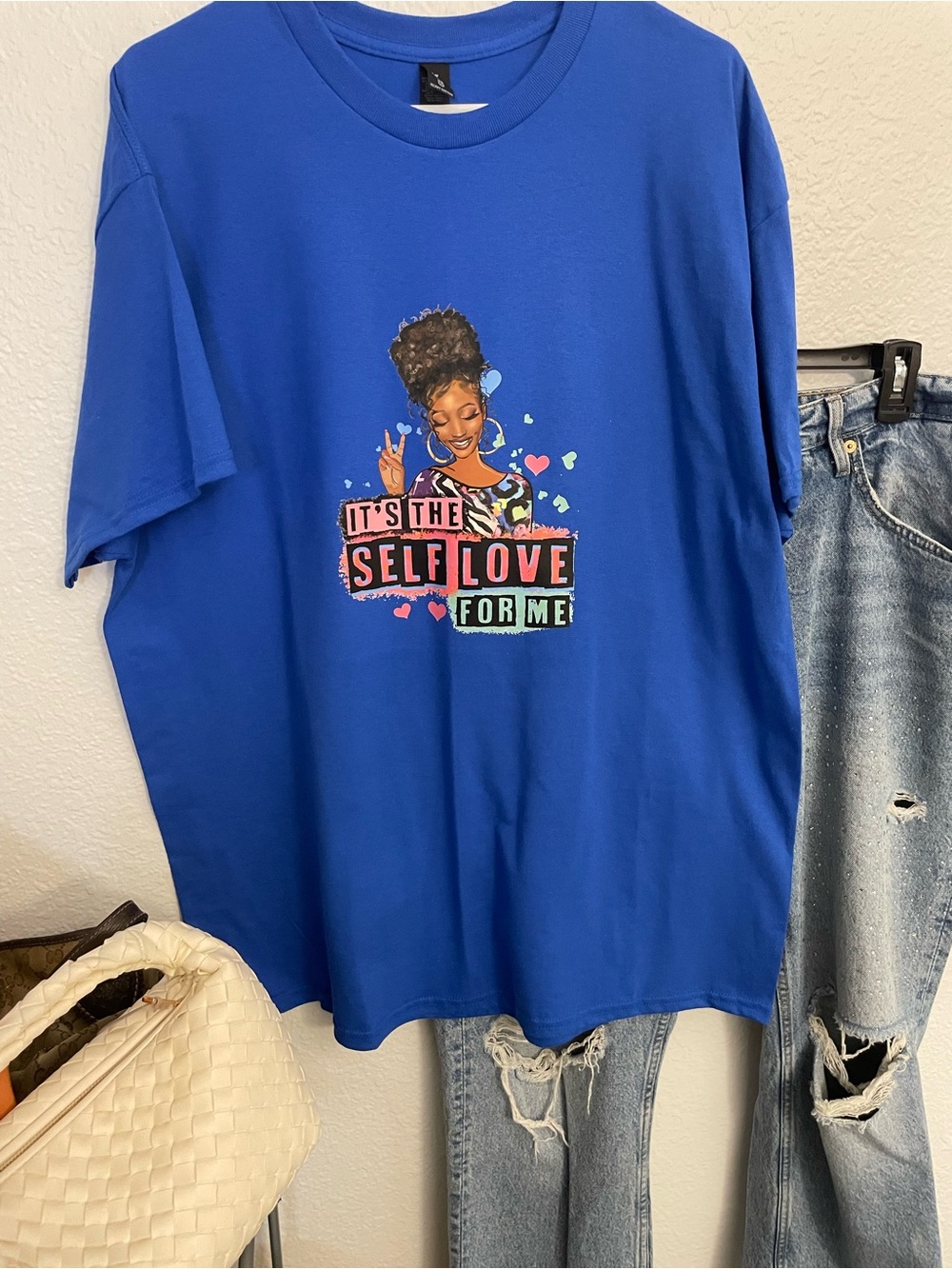 Blue Women's Graphic Tee - 'It's The Self Love For Me'